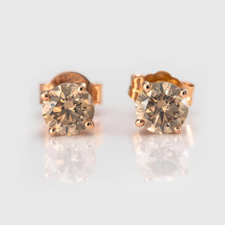round brown diamonds basket setting studs (1.0 ct. tw.)