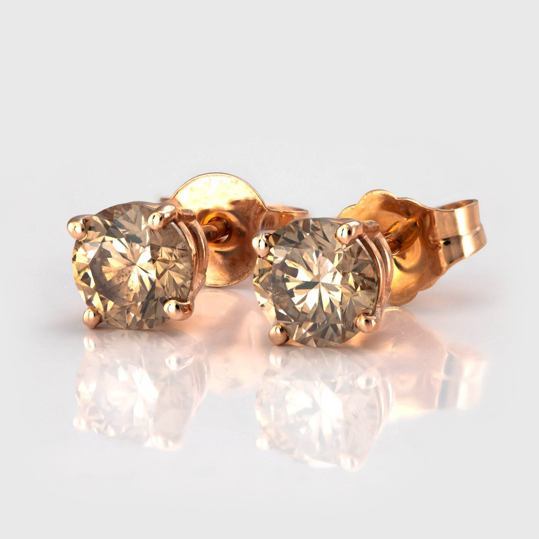 round brown diamonds basket setting studs (1.0 ct. tw.)
