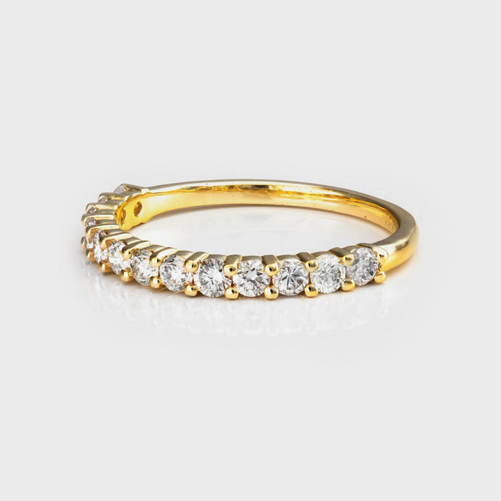 13 diamond half eternity yellow gold ring