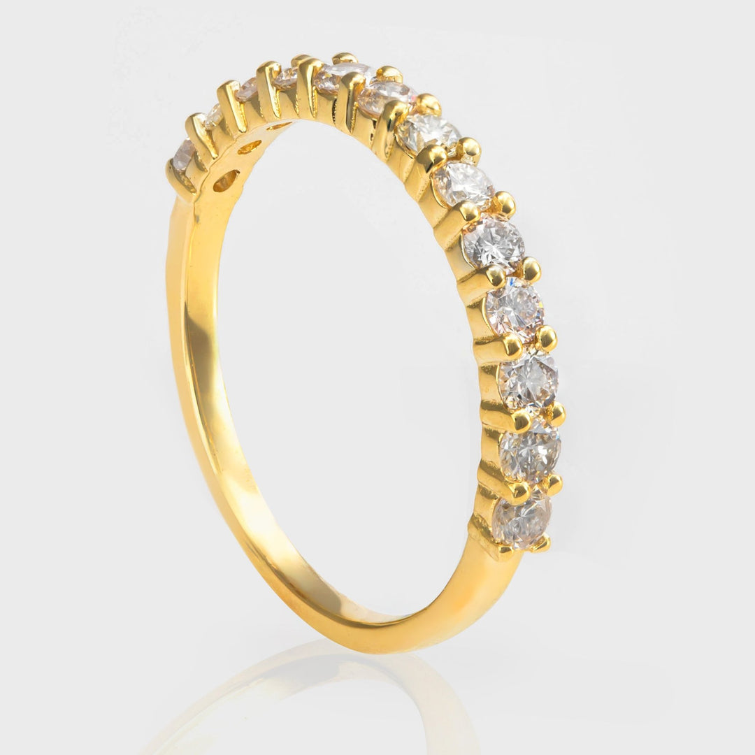 13 diamond half eternity yellow gold ring
