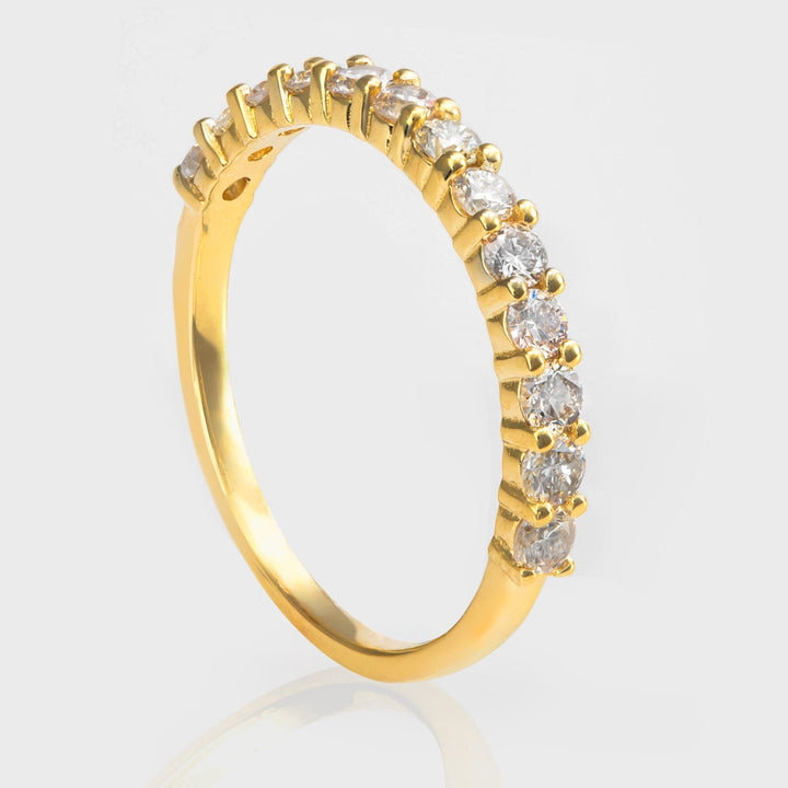 13 diamond half eternity yellow gold ring