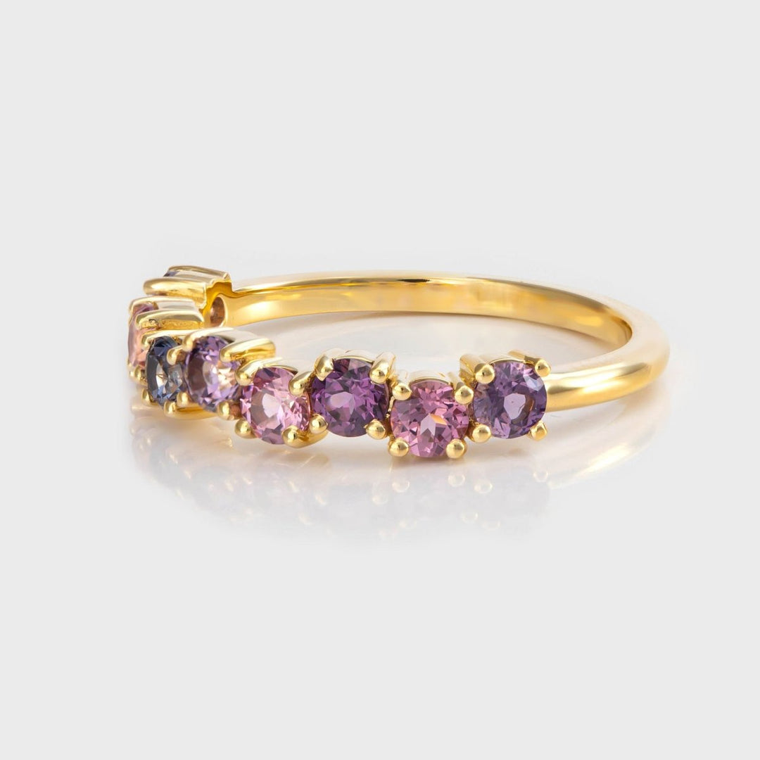 multi color Spinels half eternity Ring