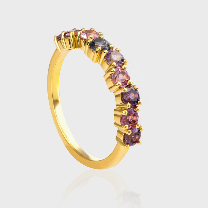 multi color Spinels half eternity Ring