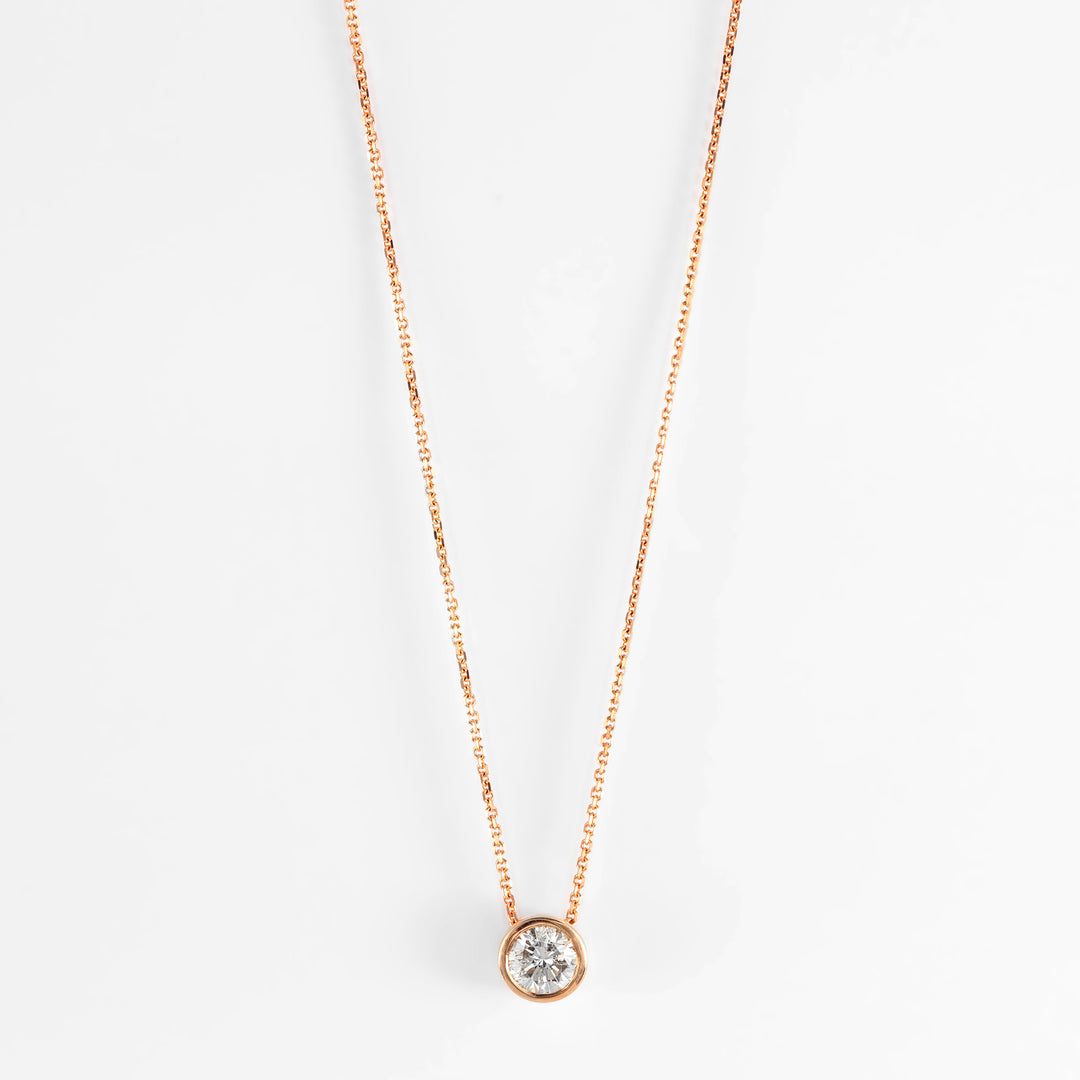 Rose gold bezel set diamond pendant