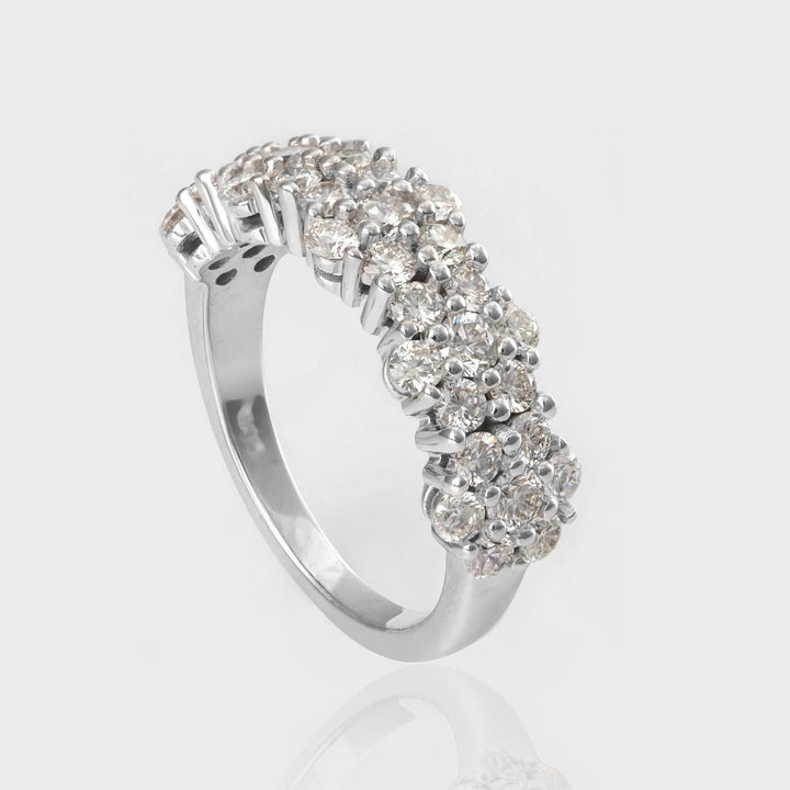 White gold 5 flowers diamonds ring