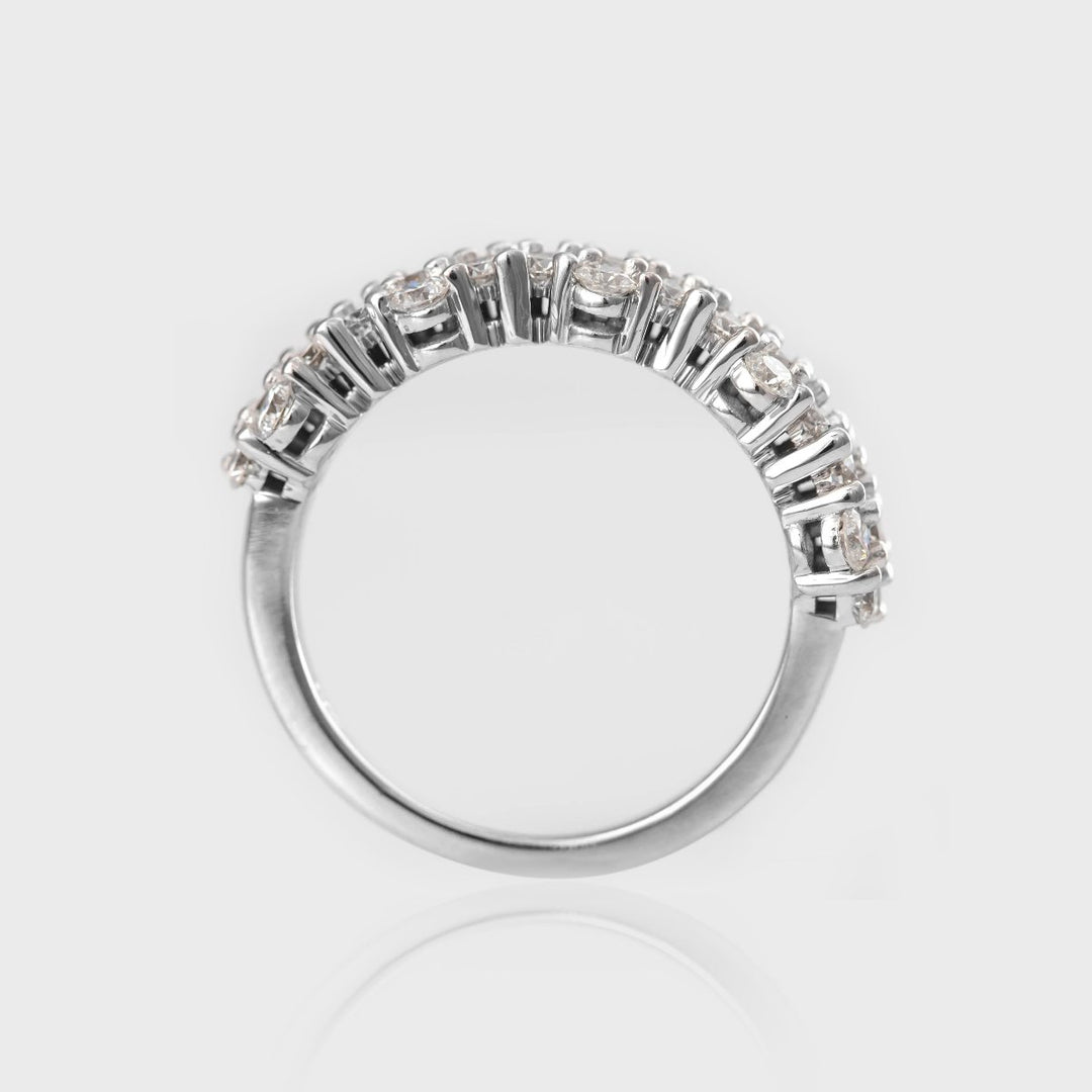 White gold 5 flowers diamonds ring