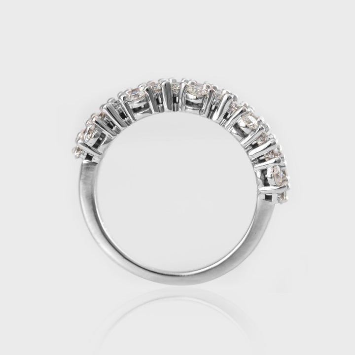 White gold 5 flowers diamonds ring