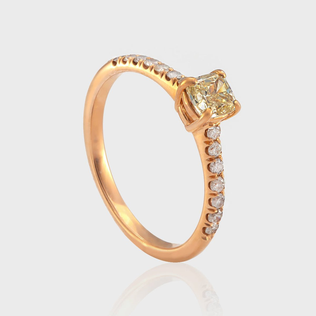 Fancy Yellow Diamond Side stones classic Ring