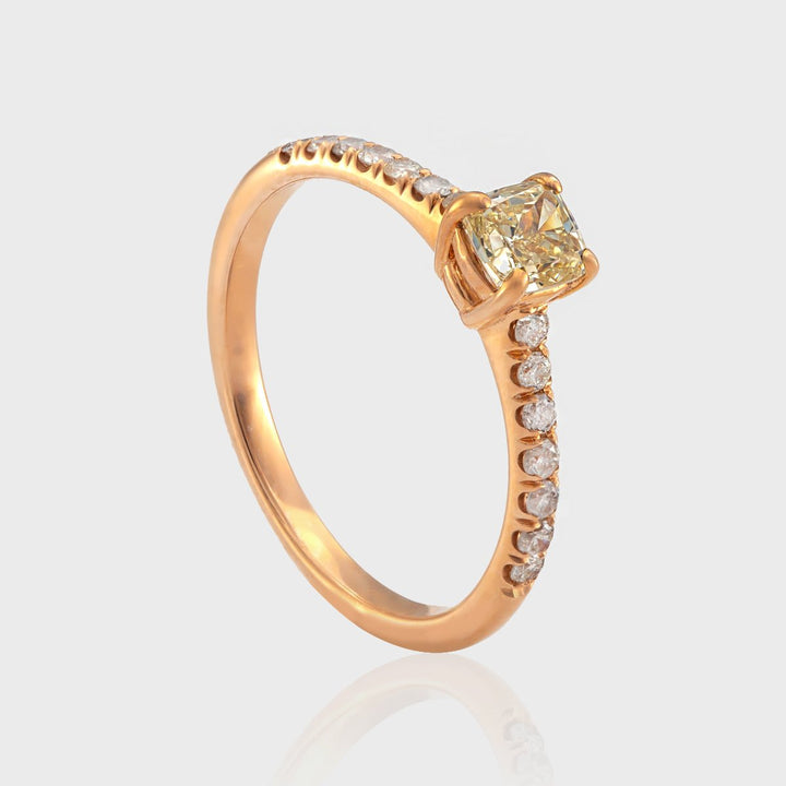 Fancy Yellow Diamond Side stones classic Ring