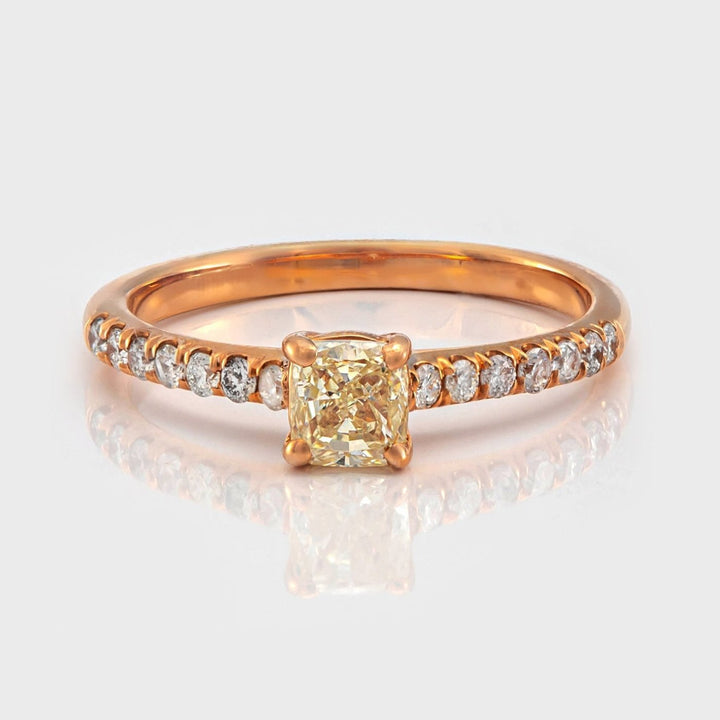 Fancy Yellow Diamond Side stones classic Ring