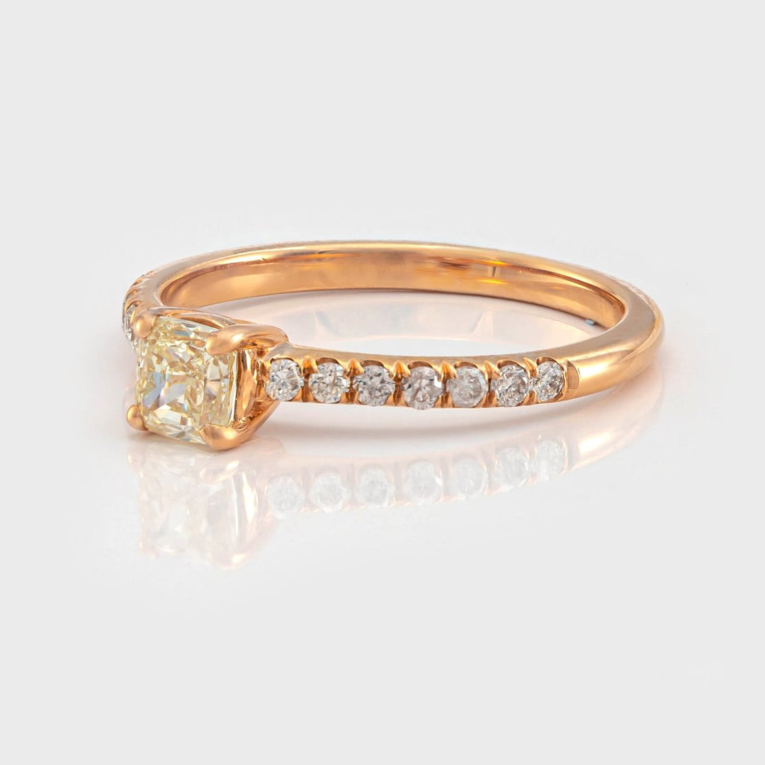 Fancy Yellow Diamond Side stones classic Ring