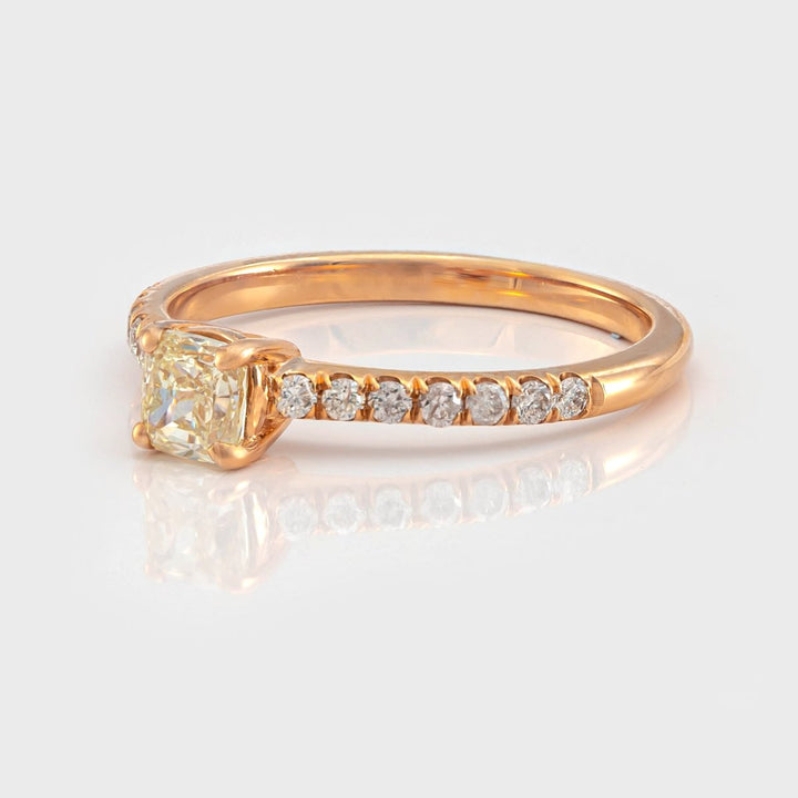 Fancy Yellow Diamond Side stones classic Ring