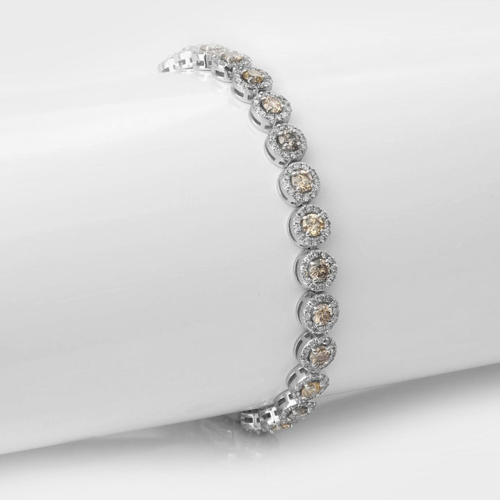6 carat White &amp; Brown Diamonds halo Bracelet