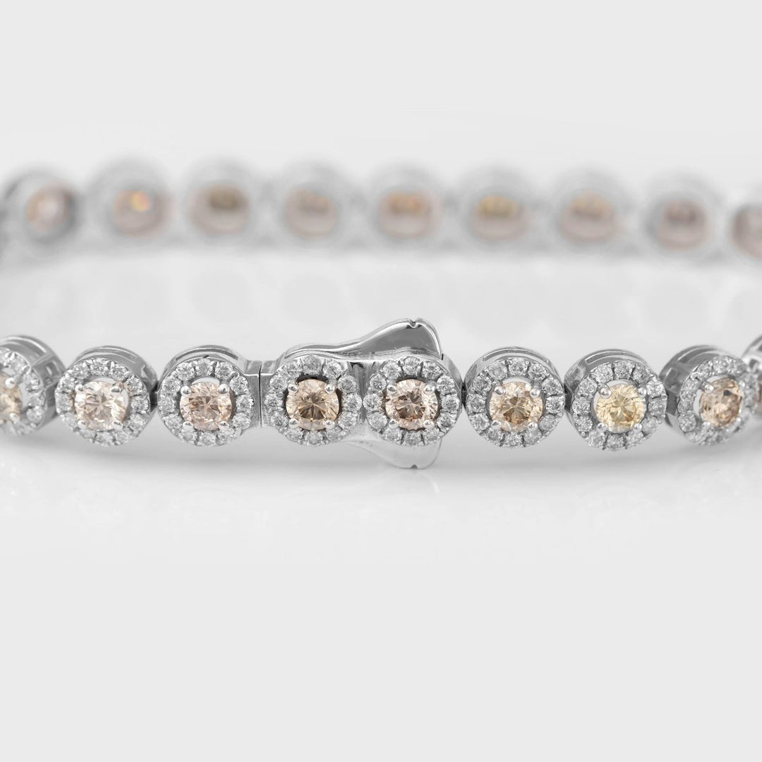 6 carat White &amp; Brown Diamonds halo Bracelet