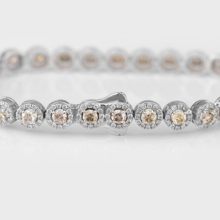 6 carat White &amp; Brown Diamonds halo Bracelet