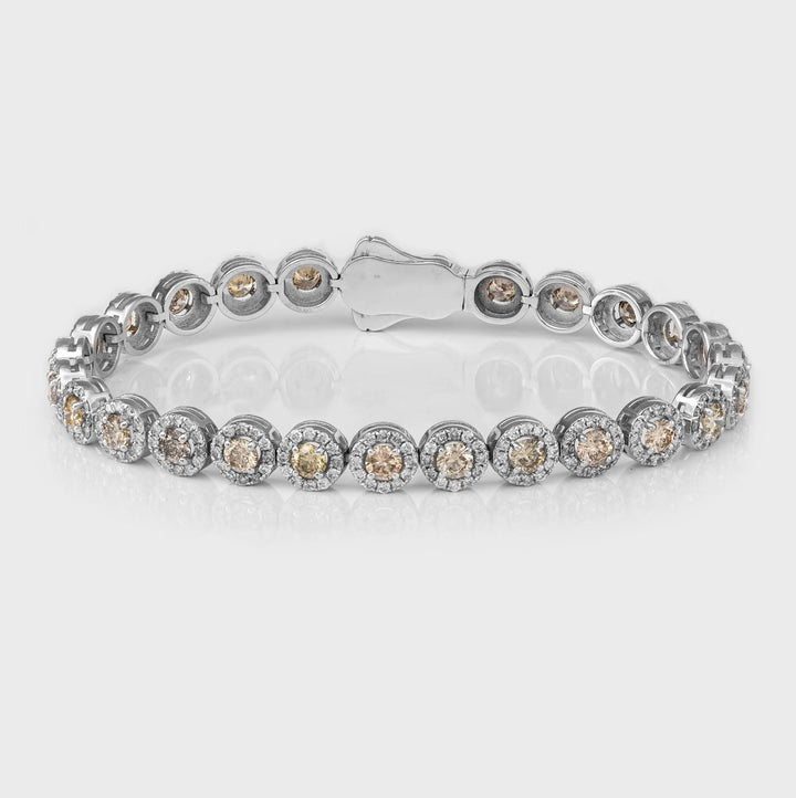 6 carat White &amp; Brown Diamonds halo Bracelet