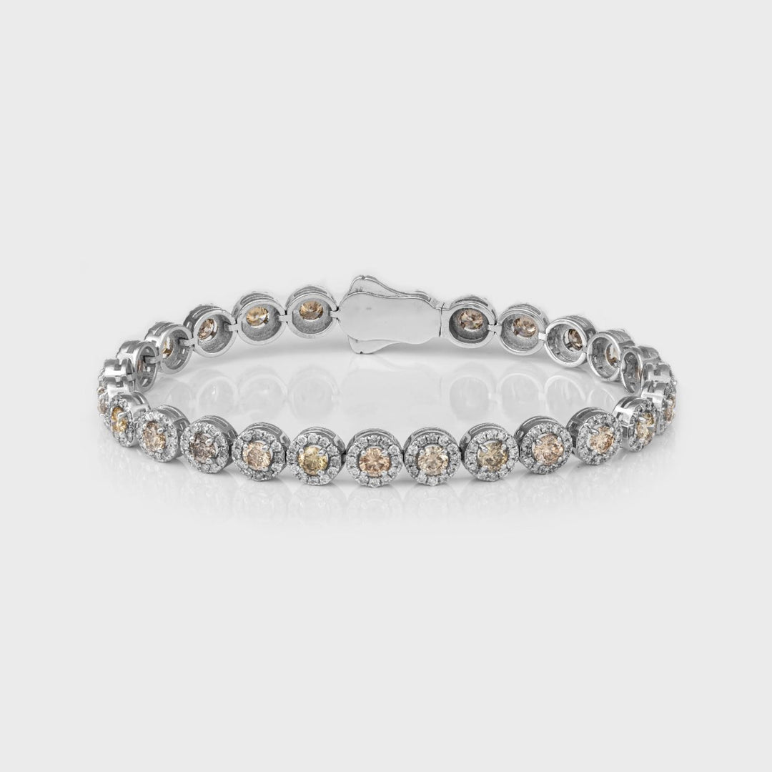6 carat White &amp; Brown Diamonds halo Bracelet