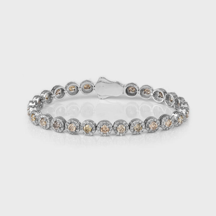 6 carat White &amp; Brown Diamonds halo Bracelet