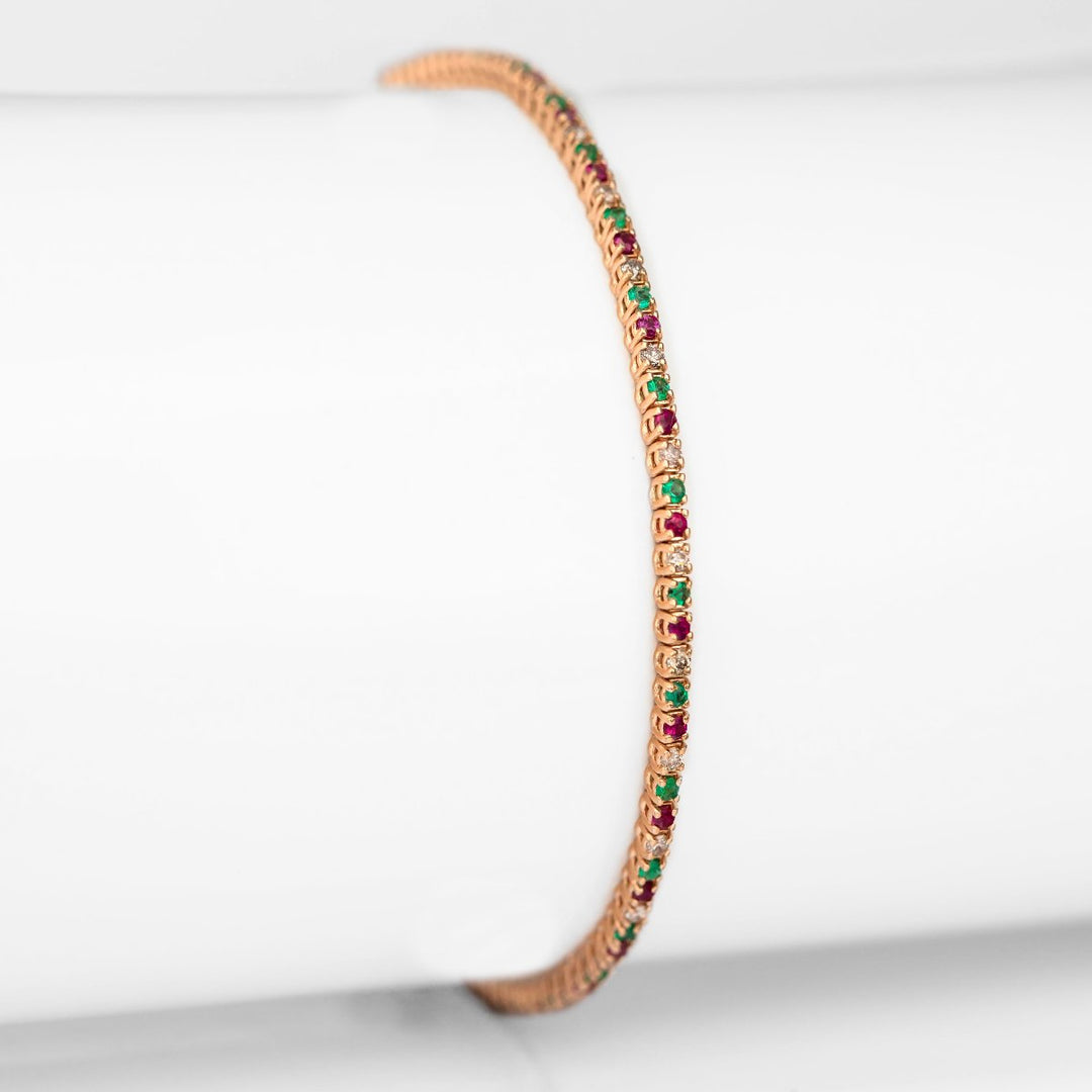 Delicate rose gold gemstones &amp; diamonds Bracelet