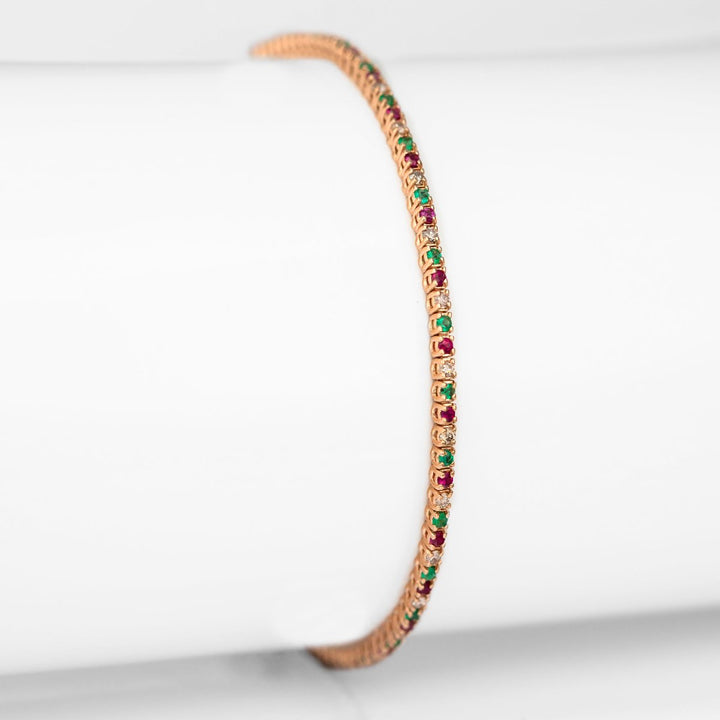 Delicate rose gold gemstones &amp; diamonds Bracelet