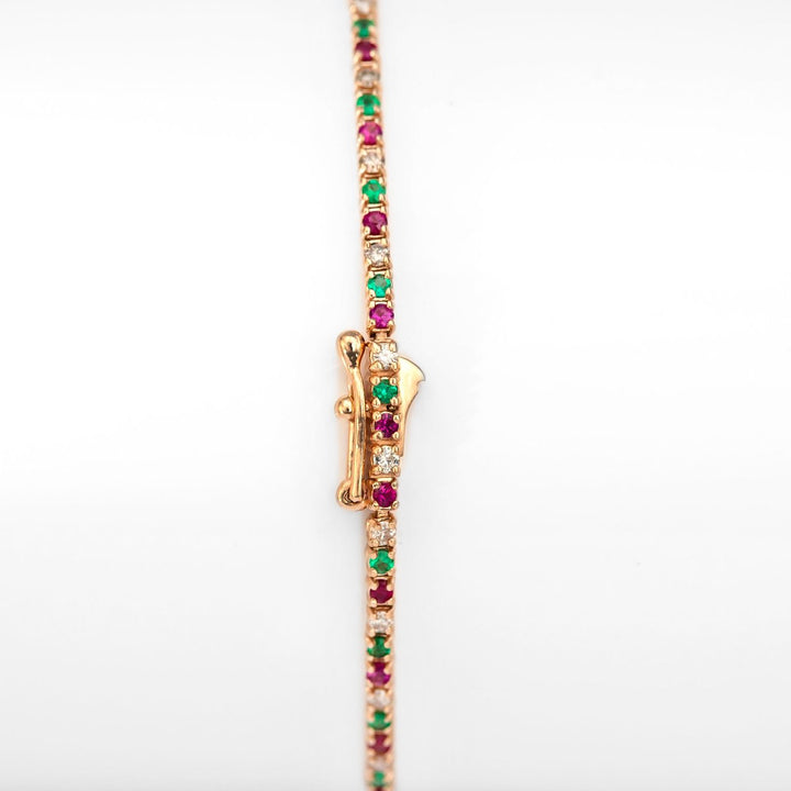 Delicate rose gold gemstones &amp; diamonds Bracelet