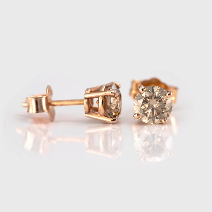 round brown diamonds basket setting studs (1.0 ct. tw.)