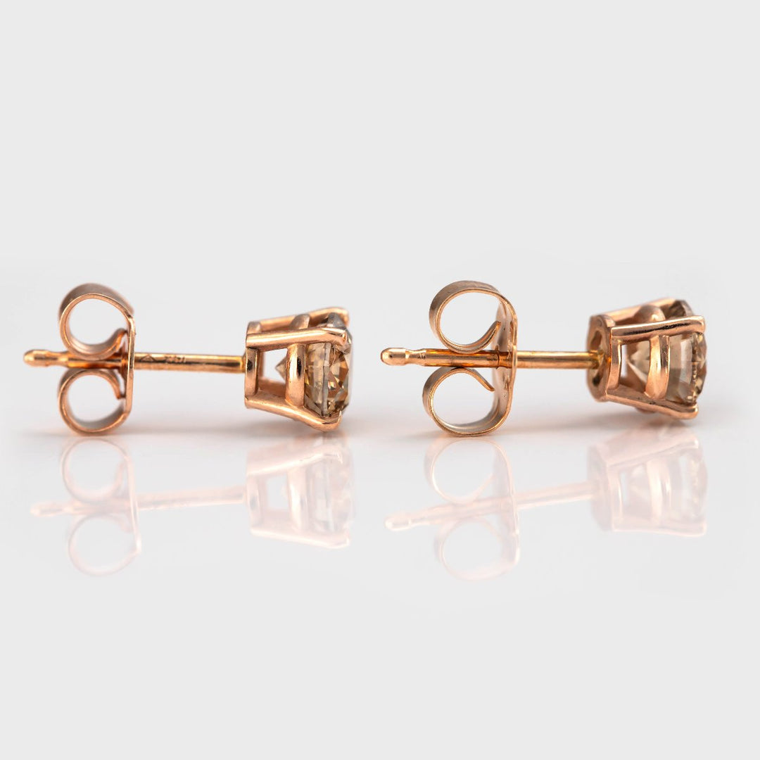 round brown diamonds basket setting studs (1.0 ct. tw.)
