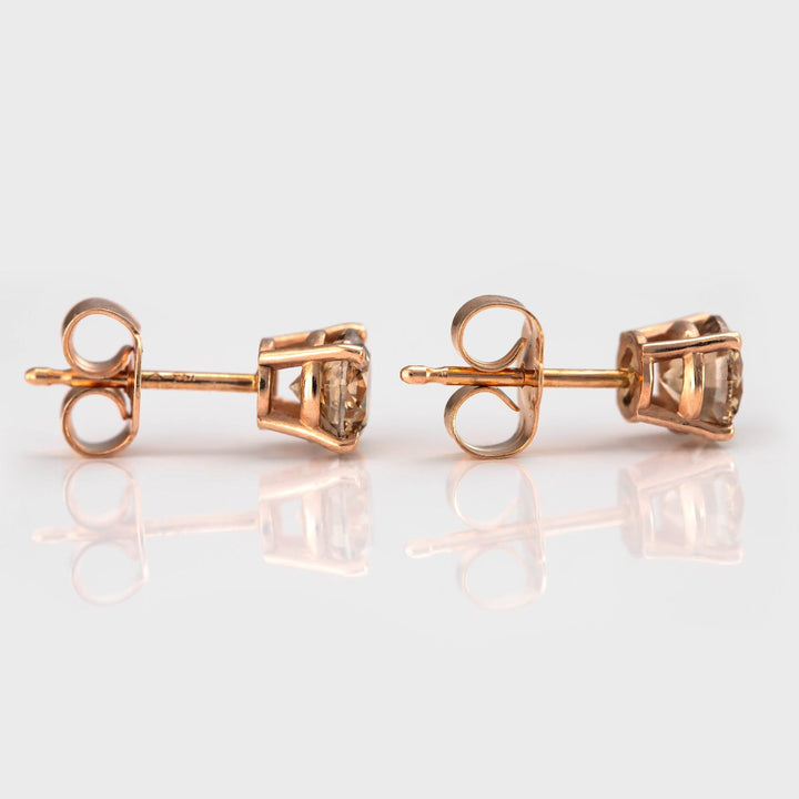 round brown diamonds basket setting studs (1.0 ct. tw.)