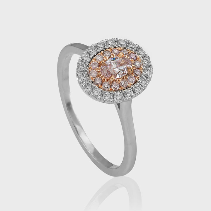 Oval Faint pink diamond with pink &amp; white diamonds double halo