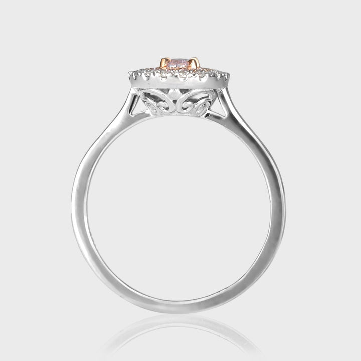 Oval Faint pink diamond with pink &amp; white diamonds double halo