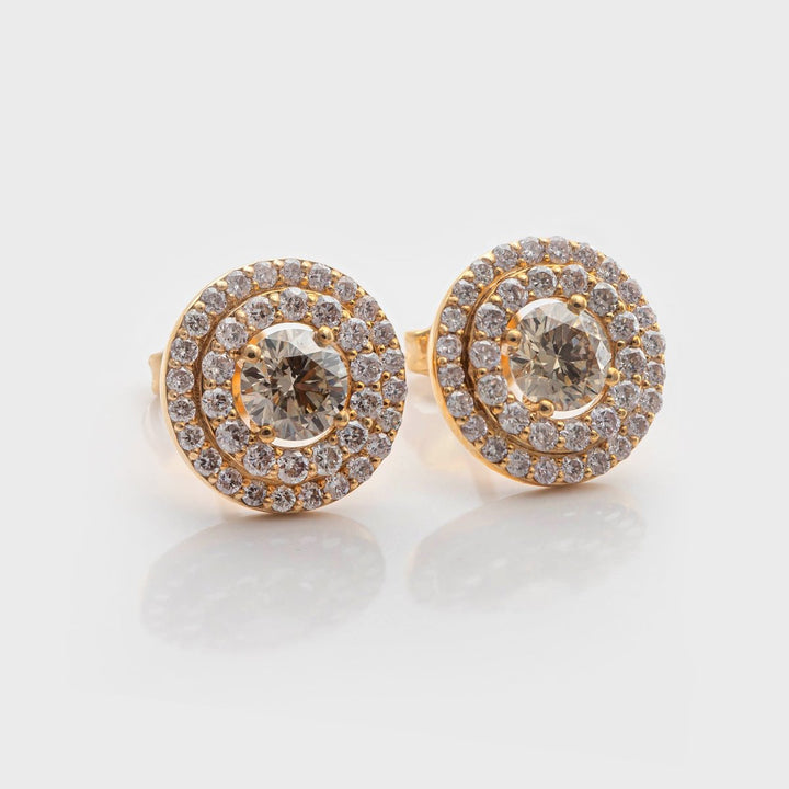 LIGHT BROWN diamonds Double halo earrings