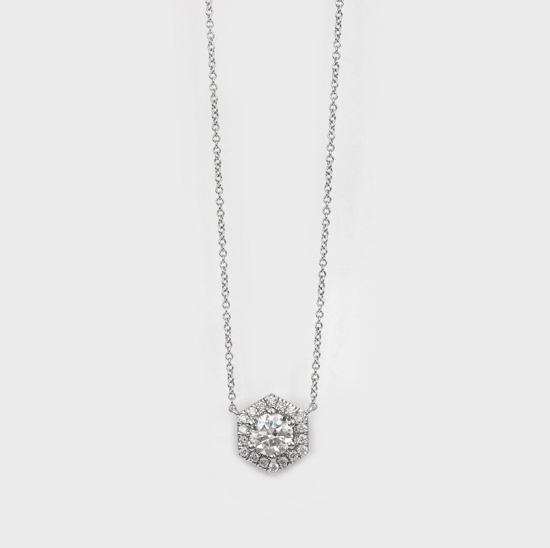white gold &amp; diamonds hexagon shape pendant