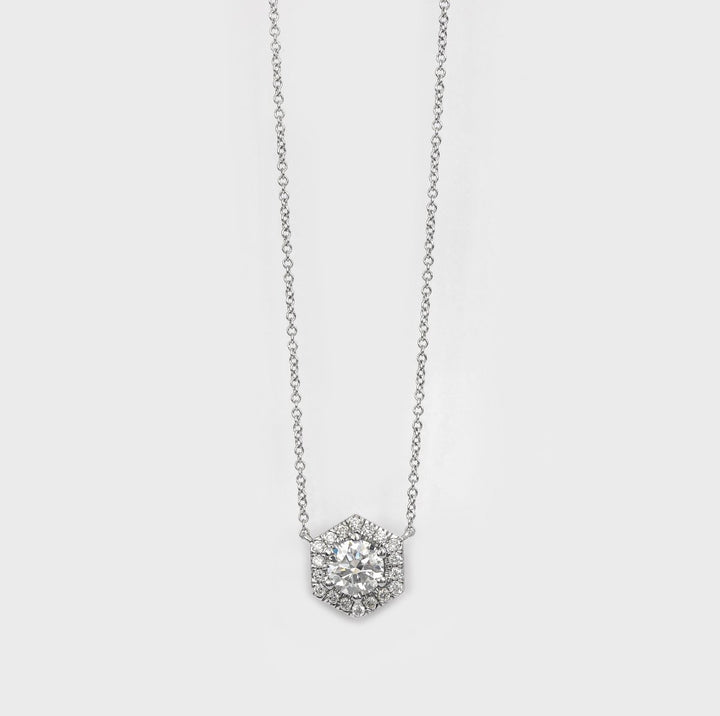 white gold &amp; diamonds hexagon shape pendant