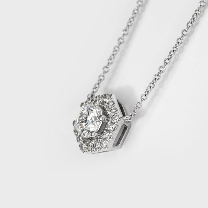 white gold &amp; diamonds hexagon shape pendant