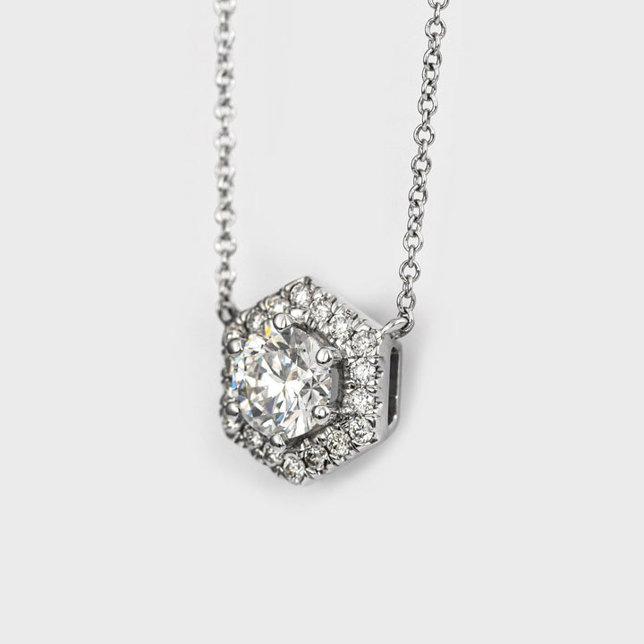 white gold &amp; diamonds hexagon shape pendant