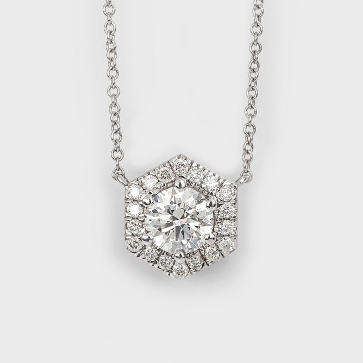 white gold &amp; diamonds hexagon shape pendant