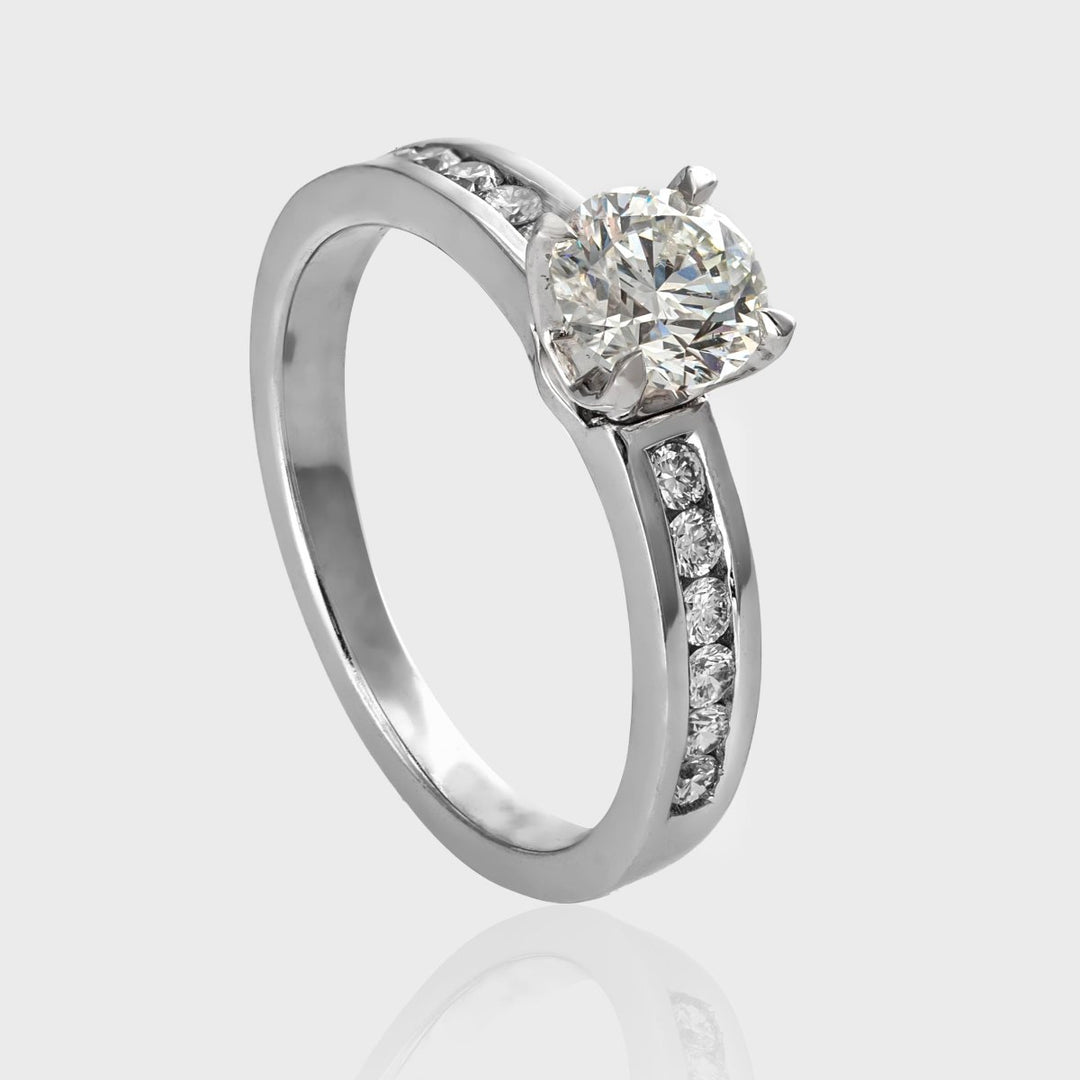 Channel set  Side Diamonds Engagement ring