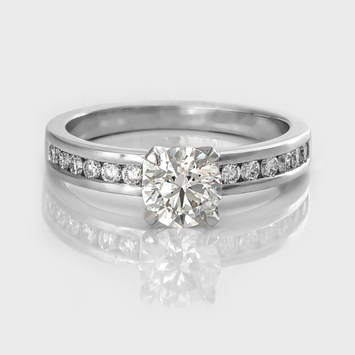 Channel set  Side Diamonds Engagement ring