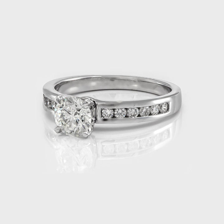 Channel set  Side Diamonds Engagement ring