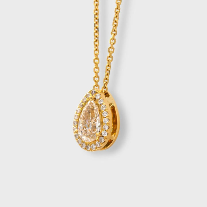 0.50 carat Faint Pink Pear shape diamond  halo pendant