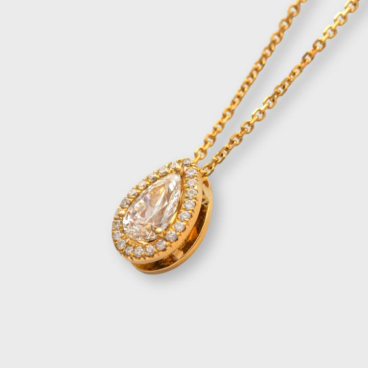 0.50 carat Faint Pink Pear shape diamond  halo pendant