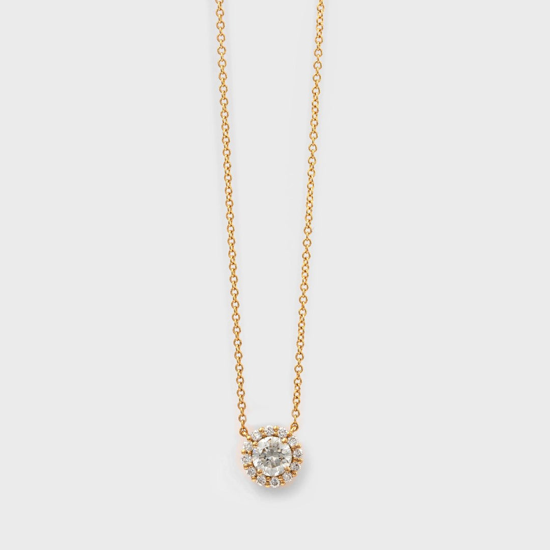 White Diamonds Rose gold Halo Pendant (0.5 ct.tw)