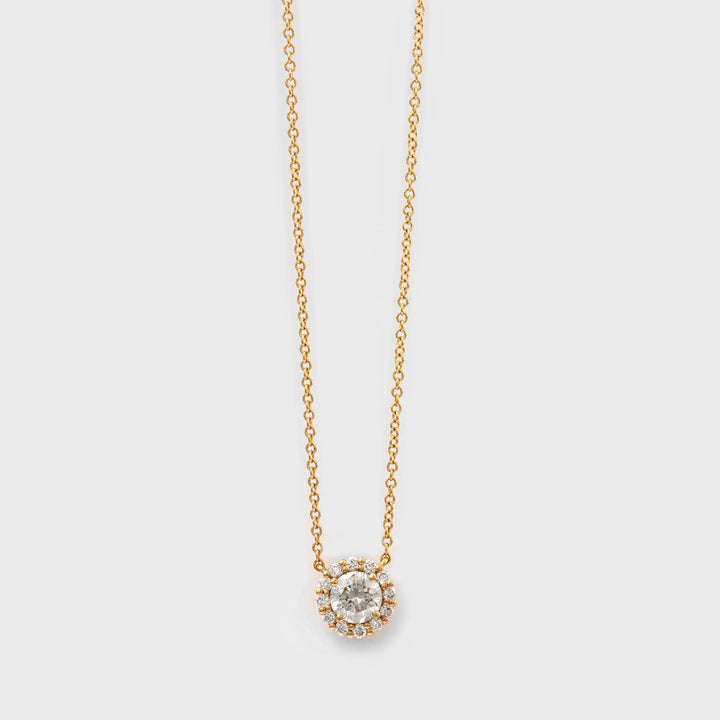 White Diamonds Rose gold Halo Pendant (0.5 ct.tw)