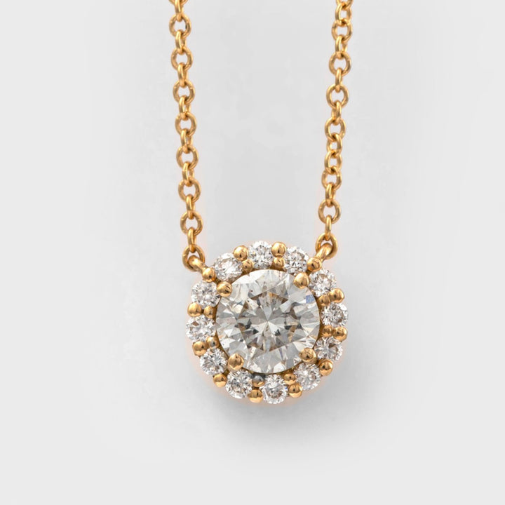 White Diamonds Rose gold Halo Pendant (0.5 ct.tw)