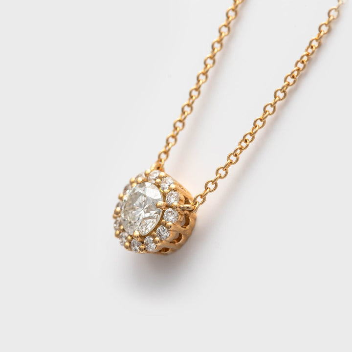 White Diamonds Rose gold Halo Pendant (0.5 ct.tw)