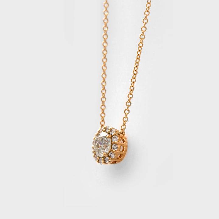 White Diamonds Rose gold Halo Pendant (0.5 ct.tw)
