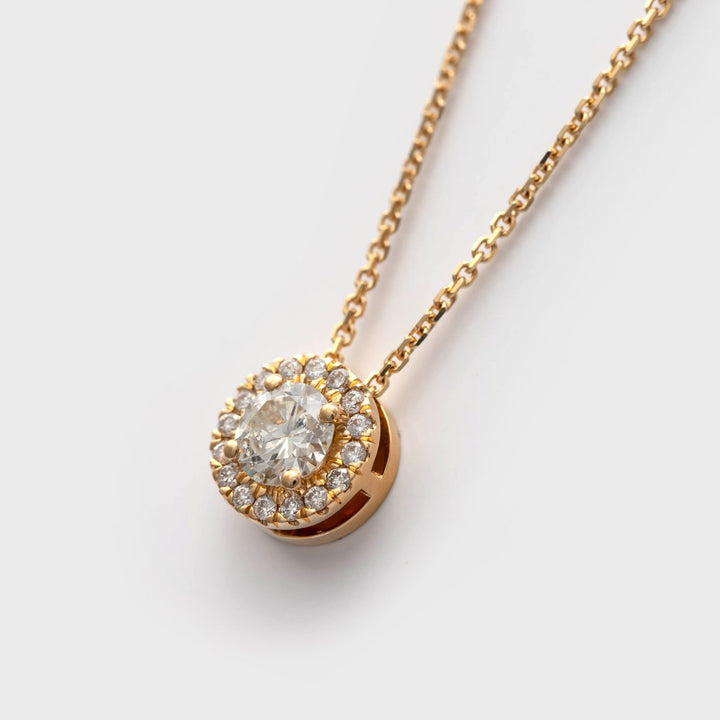 18K Yellow gold Diamonds Halo Pendant