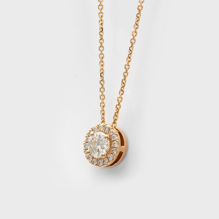 18K Yellow gold Diamonds Halo Pendant