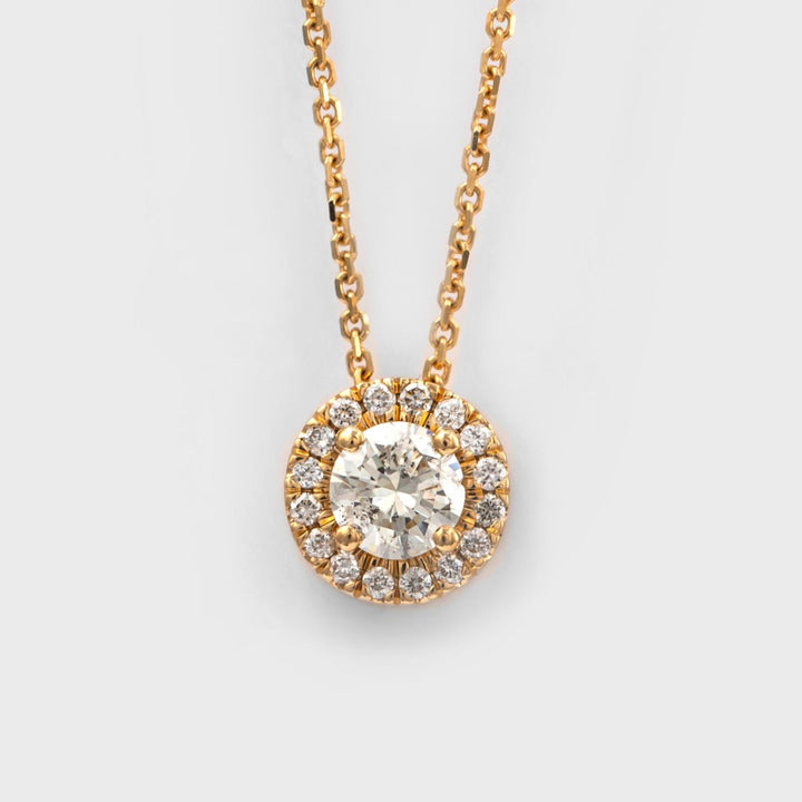 18K Yellow gold Diamonds Halo Pendant
