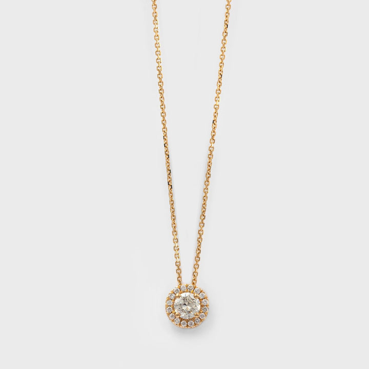18K Yellow gold Diamonds Halo Pendant